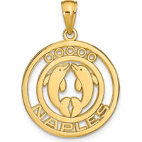 14K Yellow Gold Naples Dolphins Pendant - Symbolic Coastal Charm by Oro Pregiato