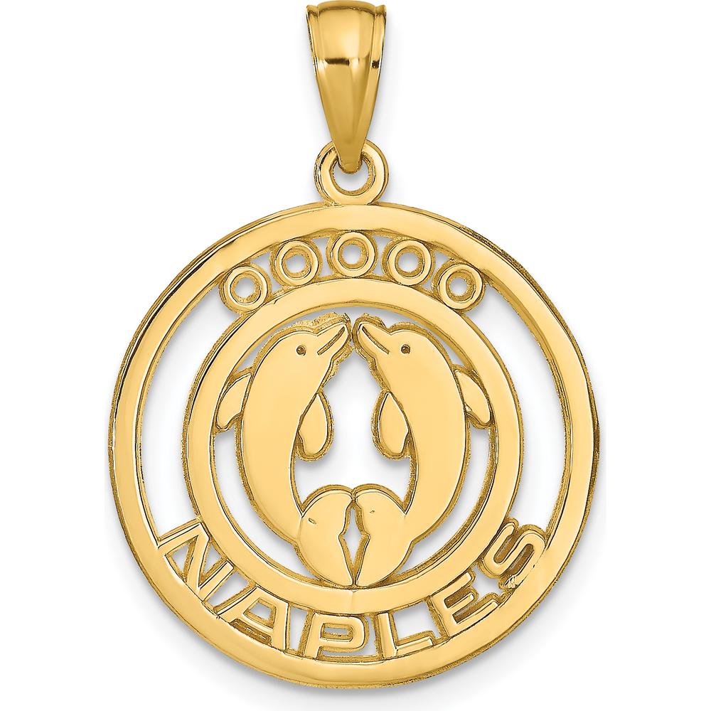14K Yellow Gold Naples Dolphins Pendant - Symbolic Coastal Charm by Oro Pregiato