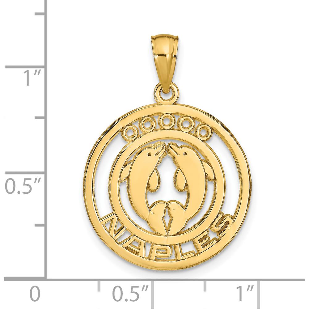 14K Yellow Gold Naples Dolphins Pendant - Symbolic Coastal Charm by Oro Pregiato