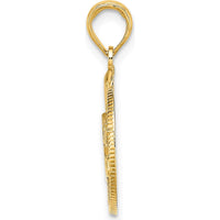 14K Yellow Gold Nassau Bahamas Dolphin Pendant Charm with Textured Detail by Oro Pregiato