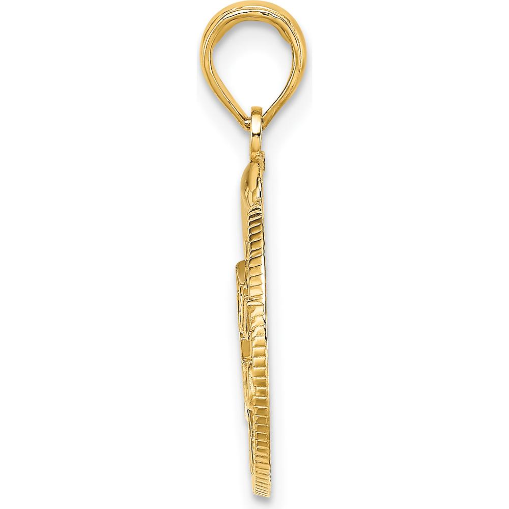 14K Yellow Gold Nassau Bahamas Dolphin Pendant Charm with Textured Detail by Oro Pregiato