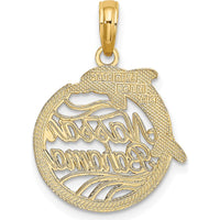 14K Yellow Gold Nassau Bahamas Dolphin Pendant Charm with Textured Detail by Oro Pregiato