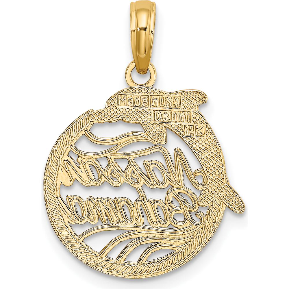 14K Yellow Gold Nassau Bahamas Dolphin Pendant Charm with Textured Detail by Oro Pregiato