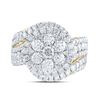 14K Yellow Gold Natural Diamond Round Single Halo Bridal Ring - 3 Carat Total Diamond Weight