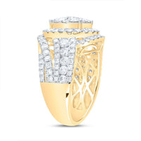 14K Yellow Gold Natural Diamond Round Single Halo Bridal Ring - 3 Carat Total Diamond Weight