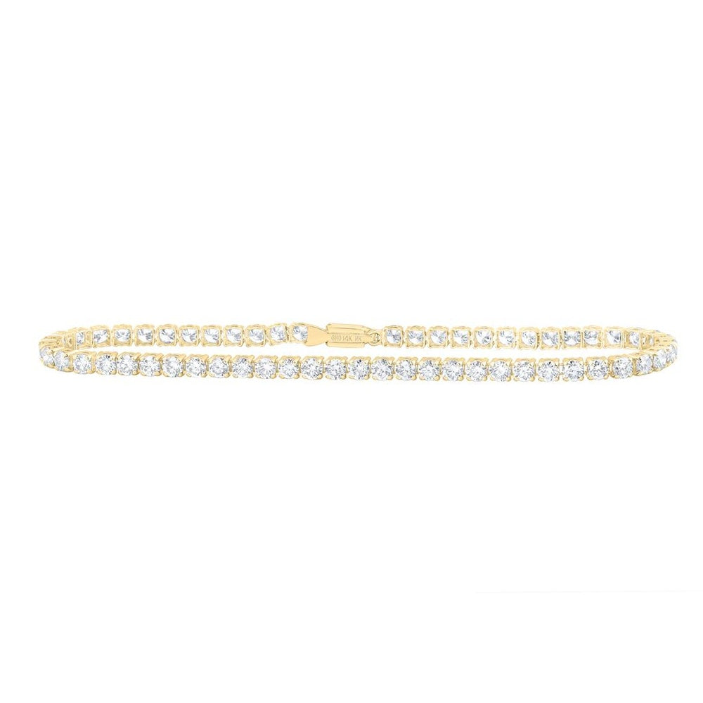 14K Yellow Gold Natural Diamond Tennis Bracelet (7 Inch) - 5 Carat Total Diamond Weight
