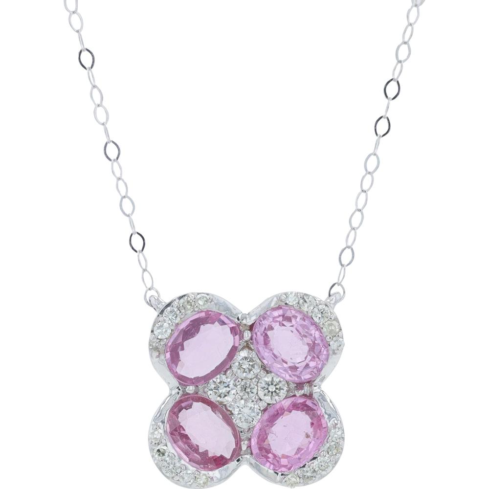 14K Yellow Gold Necklace with 1.50 Carat Oval Pink Tourmaline and 0.20 Carat Pavé Diamonds