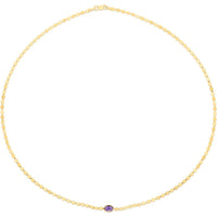 14K Yellow Gold Necklace with 6x4mm Oval Amethyst Centerpiece on Polished Mirror Chain - 16" by Orozza Fine Jewelry