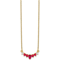 14K Yellow Gold Necklace with Oval and Round Rubies and Round Diamonds - 0.115 Carat Ruby, 0.065 Carat Diamond Total Weight by Lumare Gioia