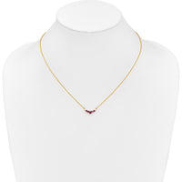 14K Yellow Gold Necklace with Oval and Round Rubies and Round Diamonds - 0.115 Carat Ruby, 0.065 Carat Diamond Total Weight by Lumare Gioia