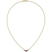 14K Yellow Gold Necklace with Oval and Round Rubies and Round Diamonds - 0.115 Carat Ruby, 0.065 Carat Diamond Total Weight by Lumare Gioia