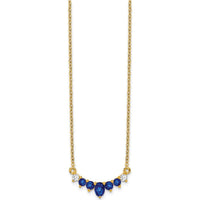 14K Yellow Gold Necklace with Oval and Round Sapphires and Diamonds - 0.365 Carat Total Gemstone Weight by Lumare Gioia