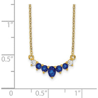 14K Yellow Gold Necklace with Oval and Round Sapphires and Diamonds - 0.365 Carat Total Gemstone Weight by Lumare Gioia