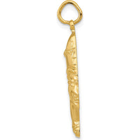 14K Yellow Gold Nefertiti Charm Pendant - 30.5mm Length, Polished Back by Oro Pregiato