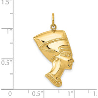14K Yellow Gold Nefertiti Charm Pendant - 30.5mm Length, Polished Back by Oro Pregiato