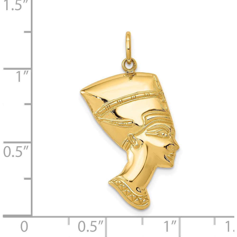 14K Yellow Gold Nefertiti Charm Pendant - 30.5mm Length, Polished Back by Oro Pregiato