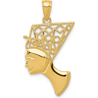 14K Yellow Gold Nefertiti Profile Pendant - 32.4mm Length by Oro Pregiato