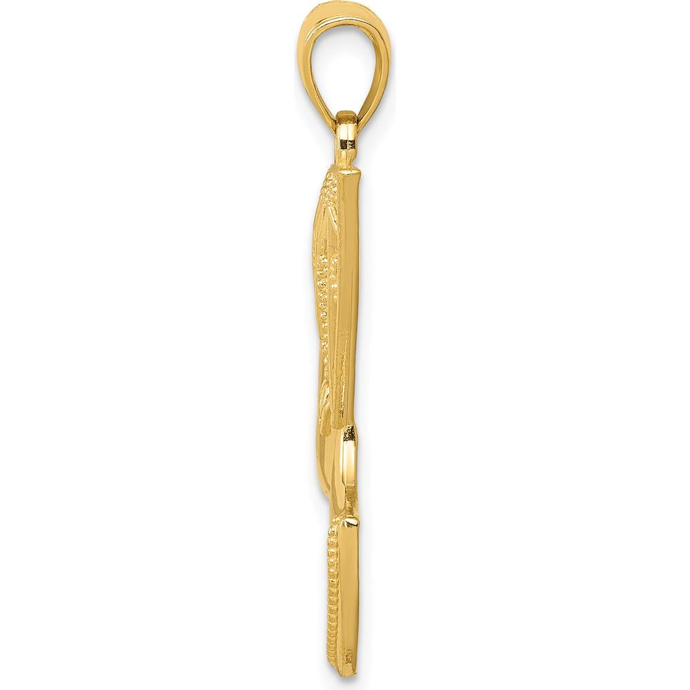 14K Yellow Gold Nefertiti Profile Pendant - 32.4mm Length by Oro Pregiato
