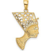 14K Yellow Gold Nefertiti Profile Pendant - 32.4mm Length by Oro Pregiato