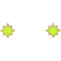 14K Yellow Gold Neon Enamel Sun Stud Earrings