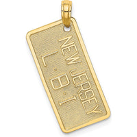 14K Yellow Gold New Jersey Long Beach Island License Plate Pendant Charm by Oro Pregiato