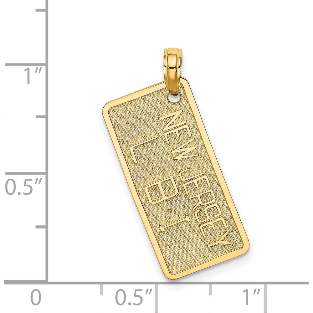 14K Yellow Gold New Jersey Long Beach Island License Plate Pendant Charm by Oro Pregiato