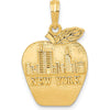 14K Yellow Gold "New York" Apple Pendant with City Skyline Etched Detail - 23mm by Oro Pregiato