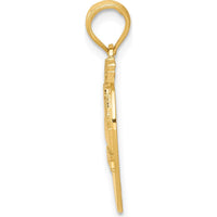 14K Yellow Gold "New York" Apple Pendant with City Skyline Etched Detail - 23mm by Oro Pregiato