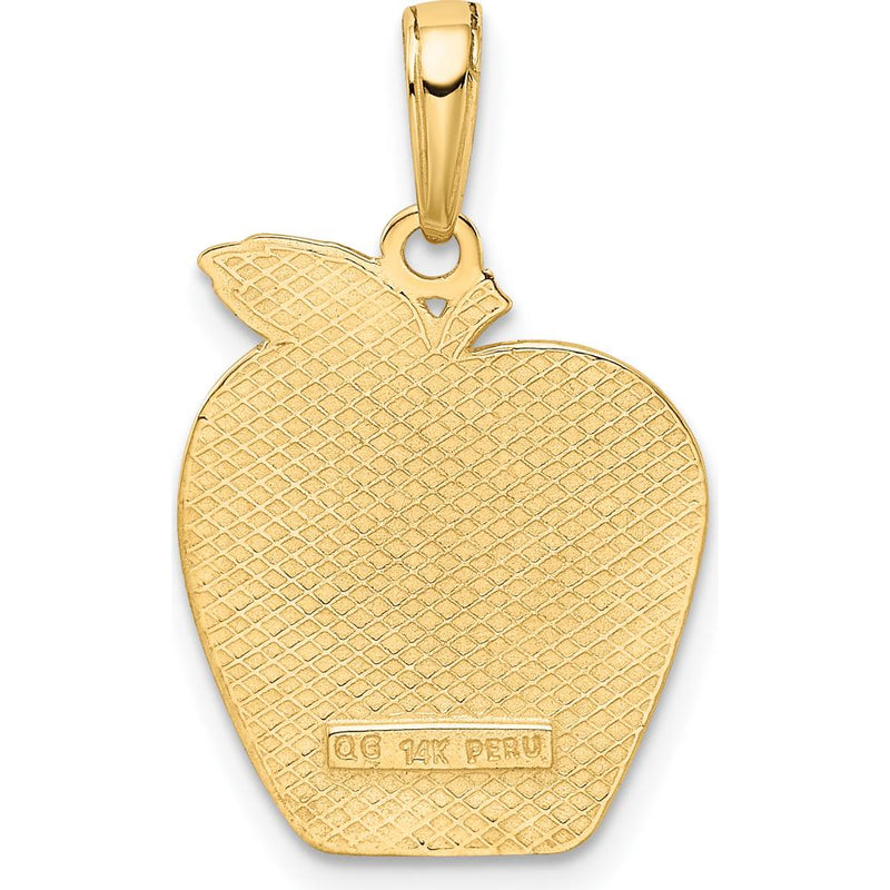 14K Yellow Gold "New York" Apple Pendant with City Skyline Etched Detail - 23mm by Oro Pregiato