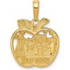 14K Yellow Gold New York City Apple Pendant Featuring Statue of Liberty and Empire State Building by Oro Pregiato