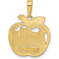14K Yellow Gold New York City Apple Pendant Featuring Statue of Liberty and Empire State Building by Oro Pregiato