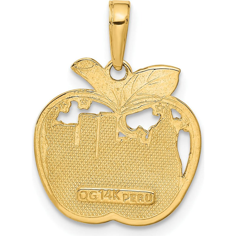 14K Yellow Gold New York City Apple Pendant Featuring Statue of Liberty and Empire State Building by Oro Pregiato