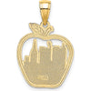 14K Yellow Gold New York City Skyline Apple Pendant with Statue of Liberty Charm by Oro Pregiato