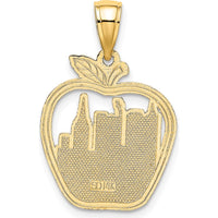 14K Yellow Gold New York City Skyline Apple Pendant with Statue of Liberty Charm by Oro Pregiato