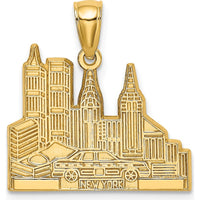 14K Yellow Gold New York Skyline Taxi Pendant - 16.8mm Length by Oro Pregiato