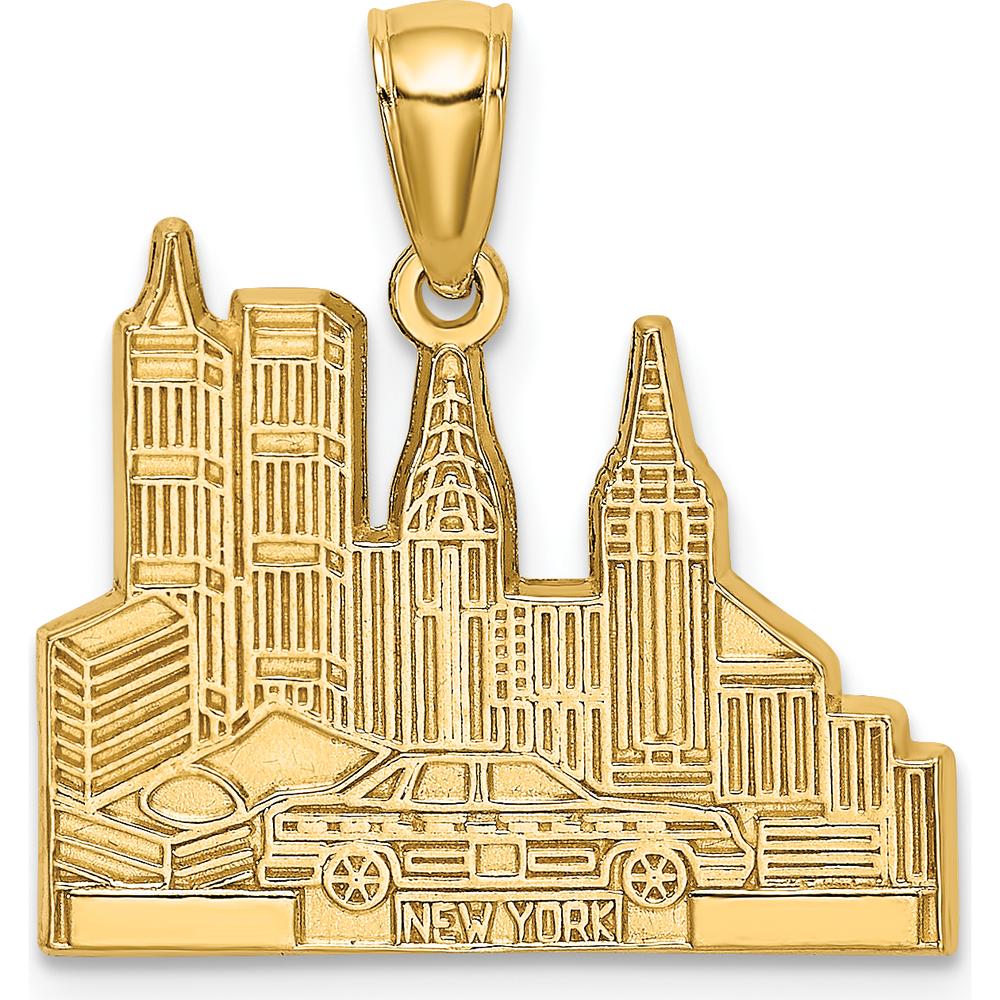 14K Yellow Gold New York Skyline Taxi Pendant - 16.8mm Length by Oro Pregiato