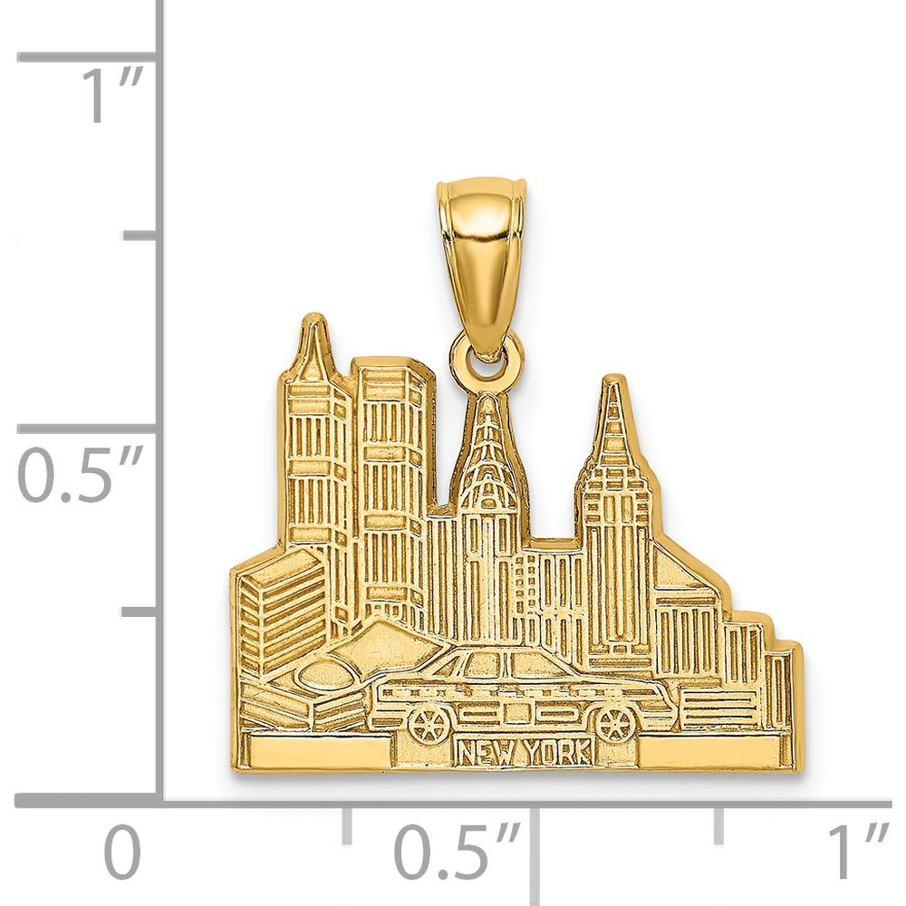 14K Yellow Gold New York Skyline Taxi Pendant - 16.8mm Length by Oro Pregiato