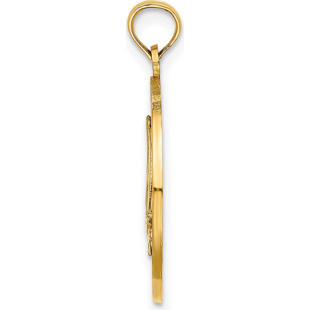 14K Yellow Gold Newport Rhode Island Sailboat Pendant Charm - Polished Textured Finish by Oro Pregiato