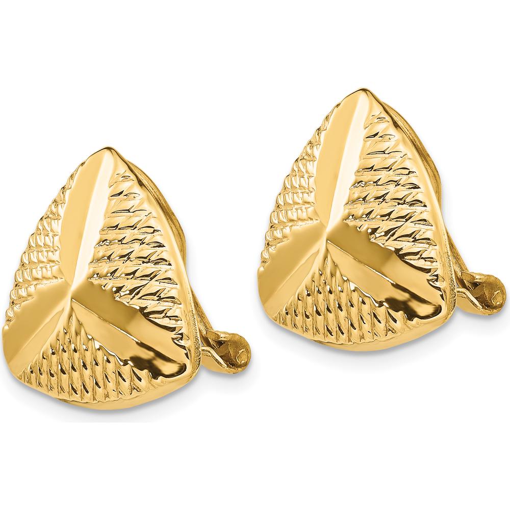 14K Yellow Gold Non-Pierced Button Earrings - Polished Hollow Design by Oro Pregiato