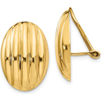 14K Yellow Gold Non-Pierced Button Earrings with Hollow Design by Oro Pregiato