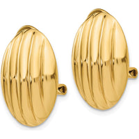 14K Yellow Gold Non-Pierced Button Earrings with Hollow Design by Oro Pregiato
