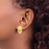 14K Yellow Gold Non-Pierced Button Earrings with Hollow Design by Oro Pregiato