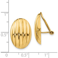 14K Yellow Gold Non-Pierced Button Earrings with Hollow Design by Oro Pregiato