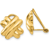 14K Yellow Gold Non-Pierced Button Earrings with Polished Finish and Hollow Design by Oro Pregiato