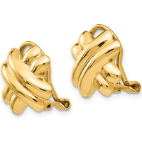 14K Yellow Gold Non-Pierced Button Earrings with Polished Finish and Hollow Design by Oro Pregiato