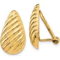 14K Yellow Gold Non-Pierced Button Earrings with Polished Finish - Elegant Hollow Die-Struck Design by Oro Pregiato