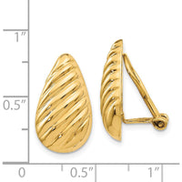 14K Yellow Gold Non-Pierced Button Earrings with Polished Finish - Elegant Hollow Die-Struck Design by Oro Pregiato