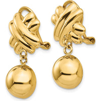 14K Yellow Gold Non-Pierced Fancy Ball Drop Earrings - Elegant Hollow Design by Oro Pregiato