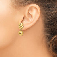 14K Yellow Gold Non-Pierced Fancy Ball Drop Earrings - Elegant Hollow Design by Oro Pregiato