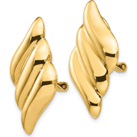 14K Yellow Gold Non-Pierced Fancy Button Earrings with Polished Finish - 30mm Length, 19mm Width by Oro Pregiato